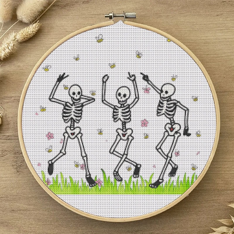  Cross Stitch Kit -  Skeleton Party | Spooky Halloween Craft | Beginner Needle Artwork - image 5