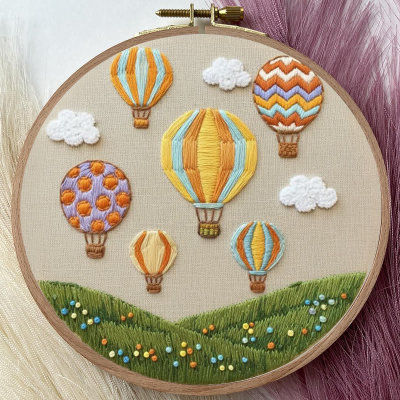 Rubbyoo Embroidery Kit - Hot Air Balloon Meadow | Cheerful Craft | Whimsical Accent - image 7