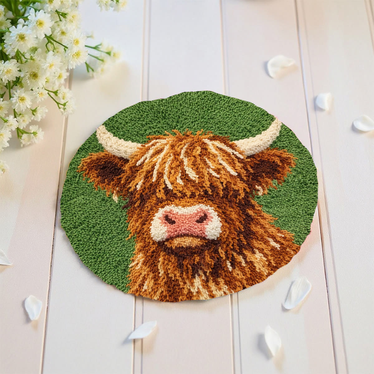 Rubbyoo Latch Hook Rug Kit - Fuzzy Highland Cow | Handmade Floor Mats | Unique Home Decor - image 8