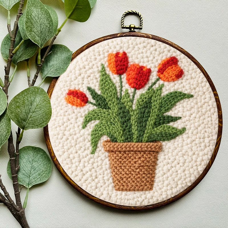 Potted Tulip Punch Needle Kit - Easy Beginner Craft | Warm Home Charm - image 9
