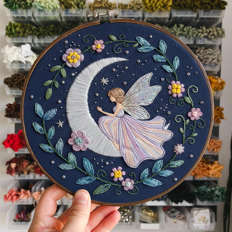 Rubbyoo Embroidery Kit - Fairy And Moon |  Celestial Needle Art | Unique Handmade Craft  - image 6