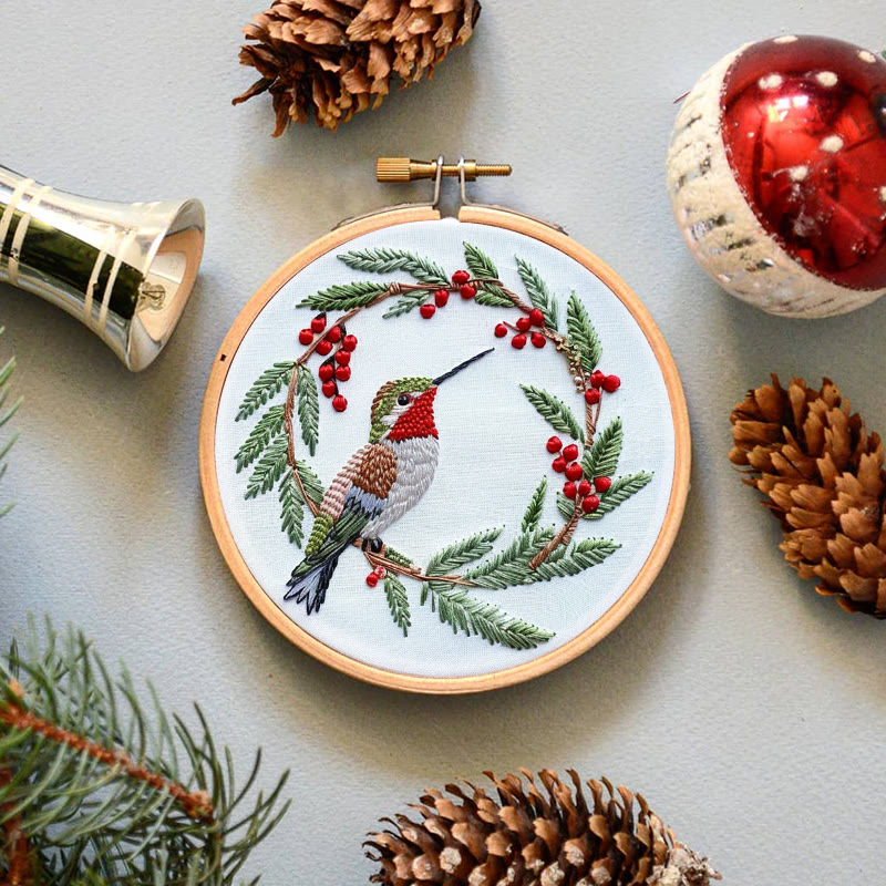 Rubbyoo Embroidery Kit- Christmas Hummingbird - image 4