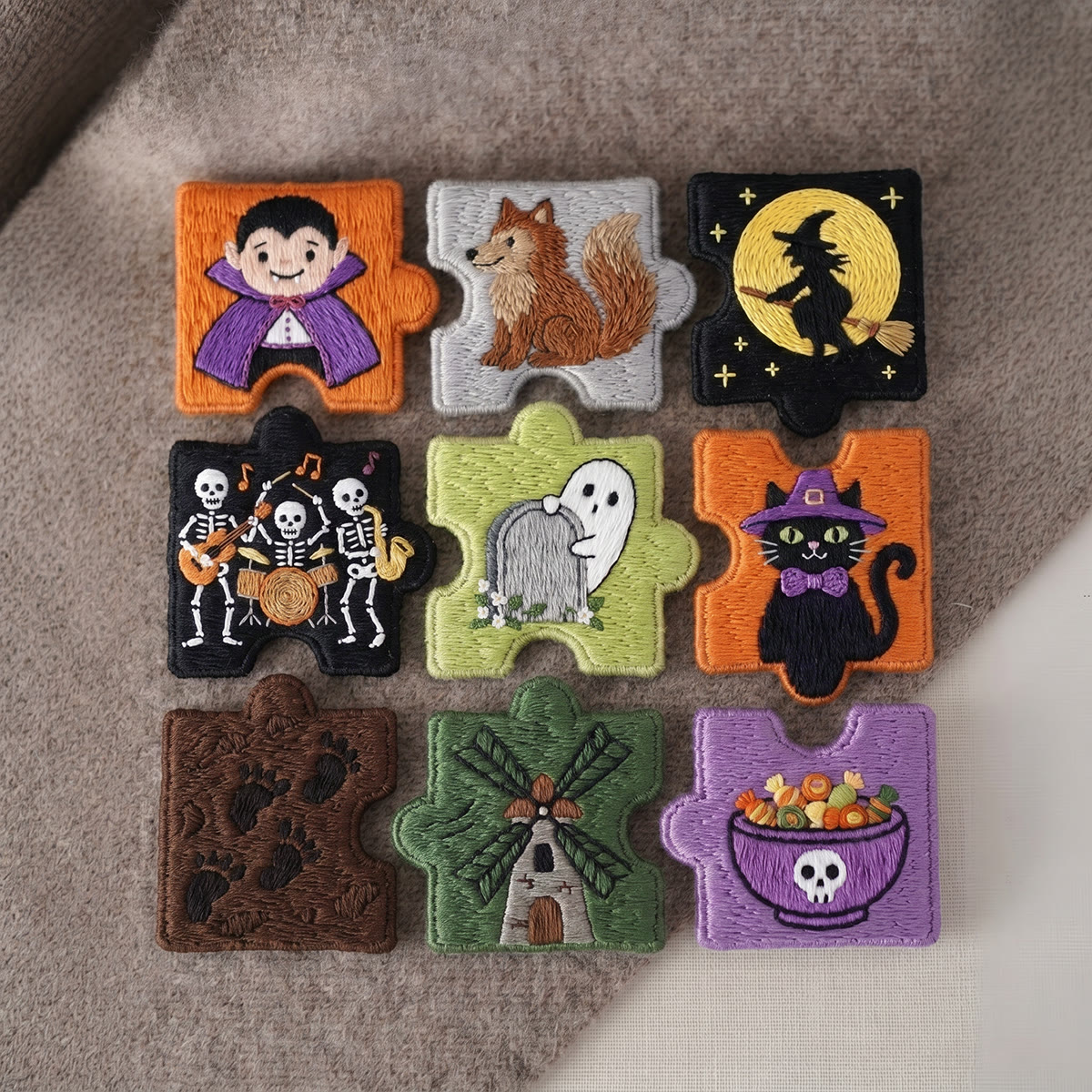 Rubbyoo Diy Magnet & Brooch Embroidery Puzzle Kit - Halloween Monsters Collection | Gothic Backpack Pin - image 6