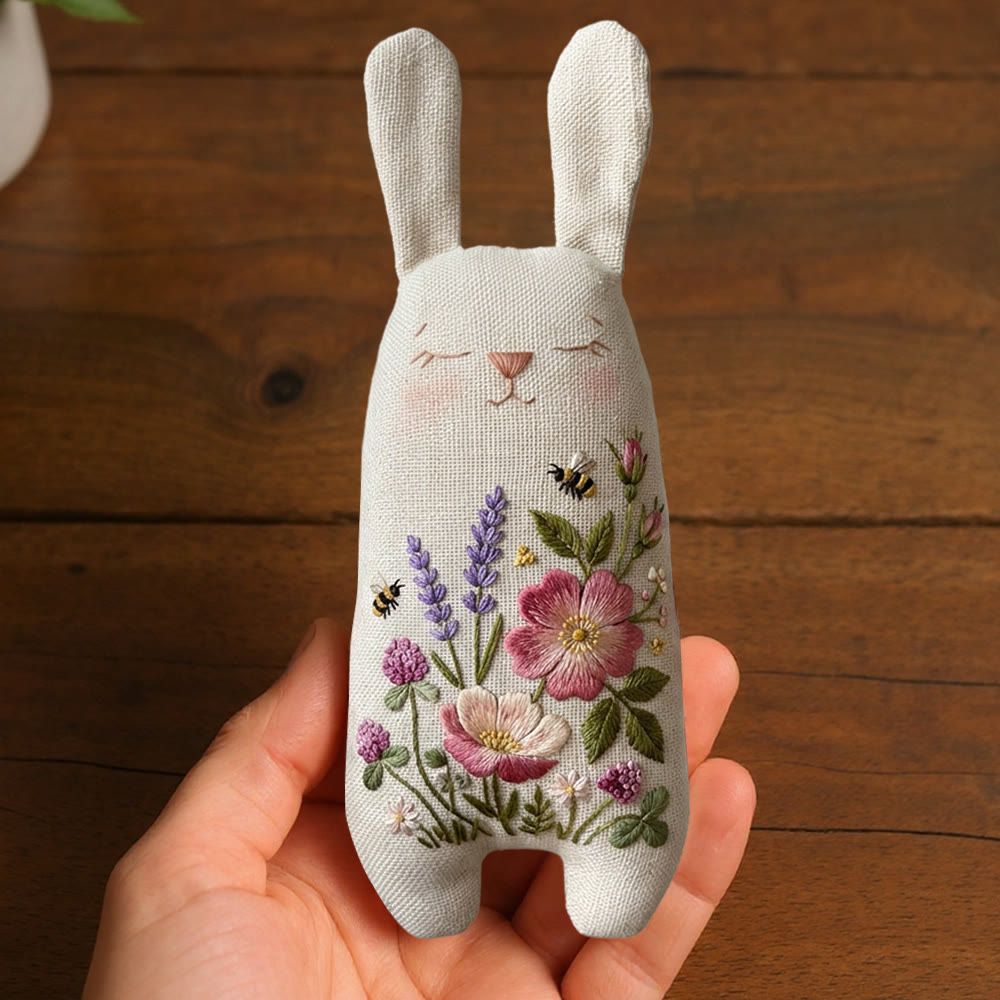 Rubbyoo Bunny Toy Embroidery Kit - Lavender And Peony | Accessible Diy | Lovely Gift For Nature Lovers - image 3