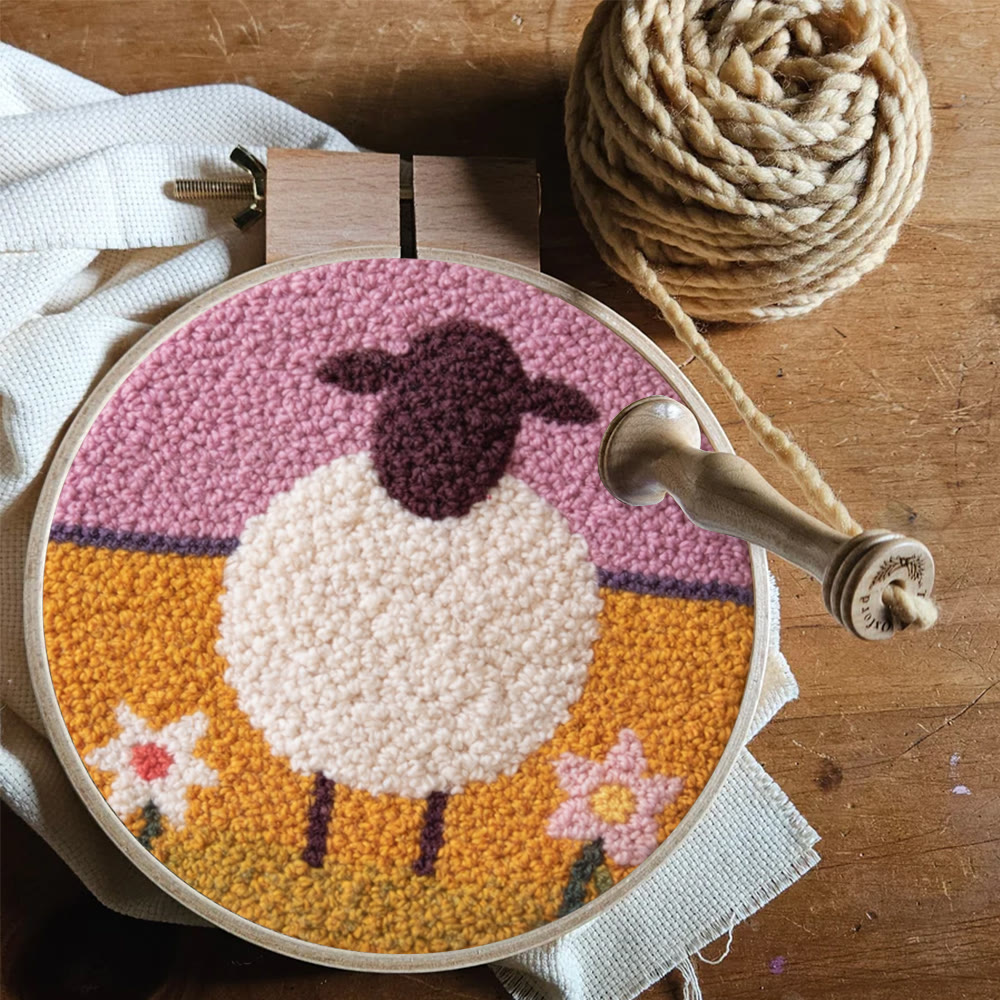 Lovely Sheep Punch Needle Kit - Diy Animal Design | Wall Hanging Decor - image 7