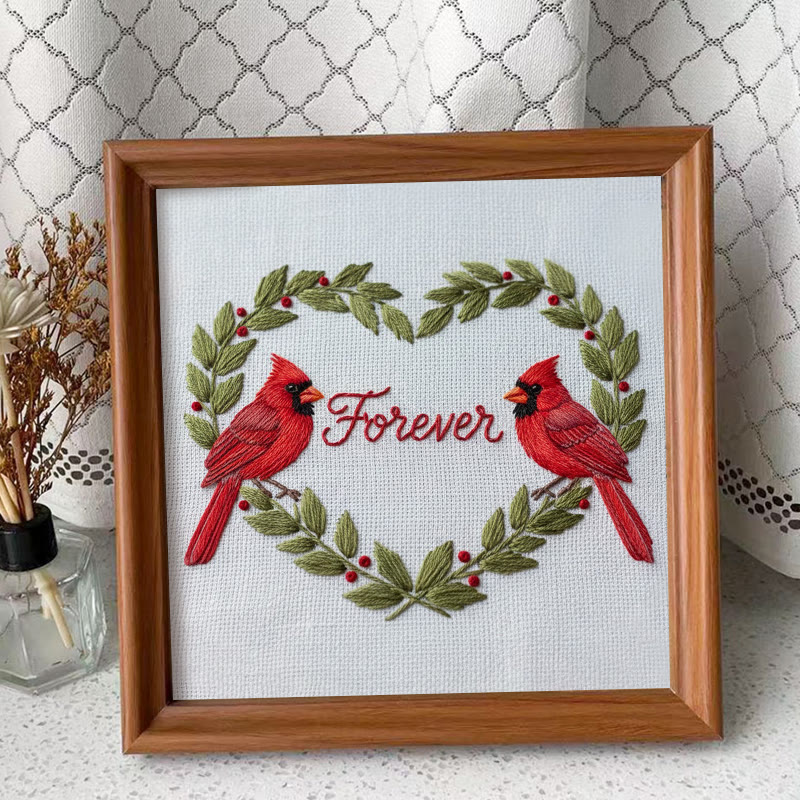 Rubbyoo Embroidery Kit - Forever Love | Handmade Bird Craft | Diy Valentine Gifts - Embroidery Kit Plus An Extra Frame - image 9