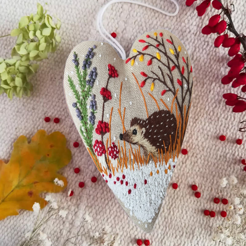 Rubbyoo Heart Embroidery Kit - Little Hedgehog | Winter Home Decor | Diy Animal Craft - image 5