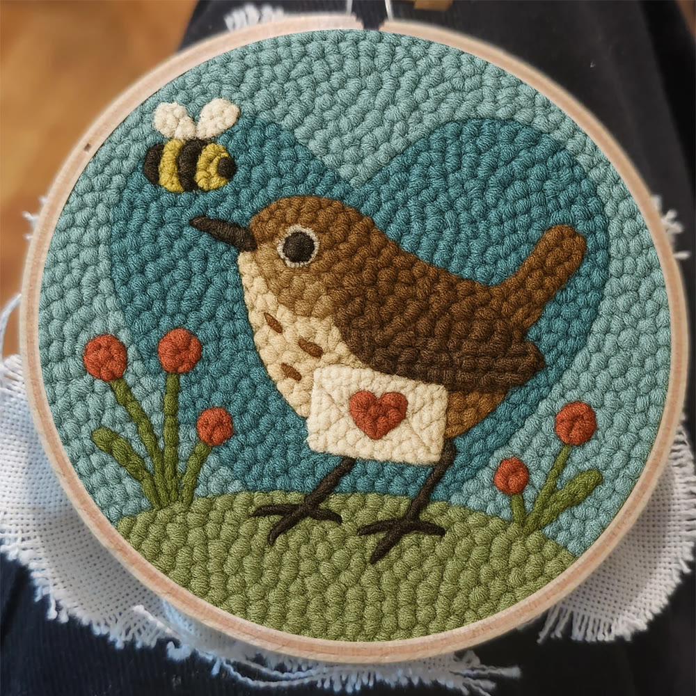 Bird and Bee Heart-Themed Punch Needle Kit – Beginner-Friendly DIY Choice | Charming Decorative Piece - image 9