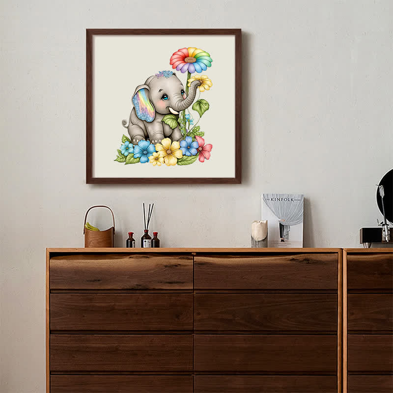 Baby rainbow elephant -  Wooden Jigsaw Puzzle