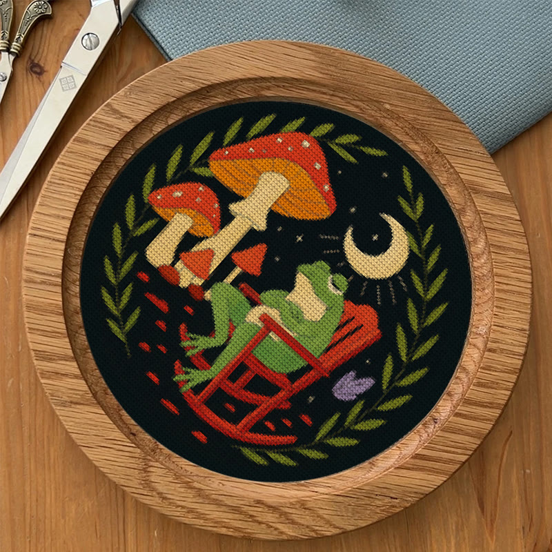  Cross Stitch Kit - Frog And Mushroom | Diy Starter Needlepoint | Stitch Project For Adults - image 9