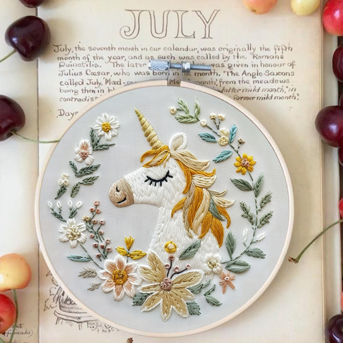 Rubbyoo Embroidery Kit-  Floral Unicorn - image 3