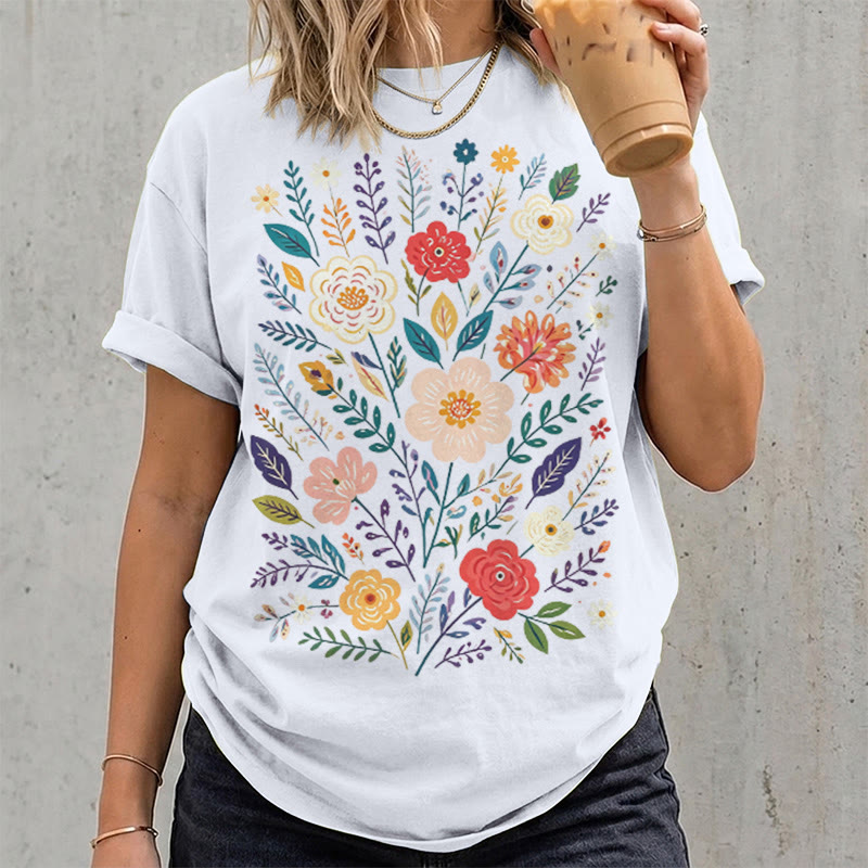 Rubbyoo Beautiful Flowers  Graphic Tee  - Elegant Floral Gift For Her  | Comfortable Daily T-shirt - image 15