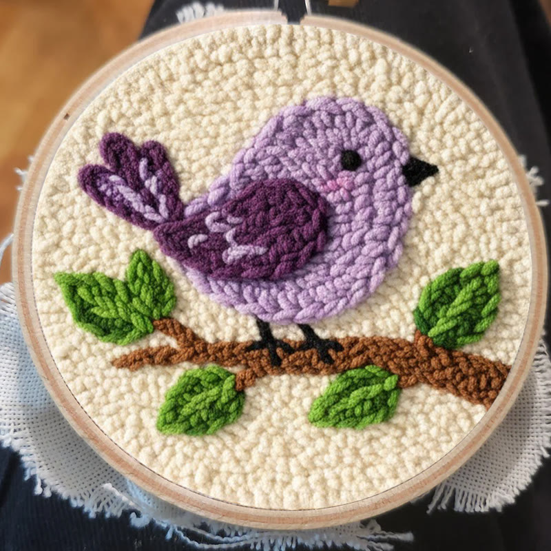 Perched Purple Bird Punch Needle Kit - Relaxing Craft | Delicate Home Addition - image 7