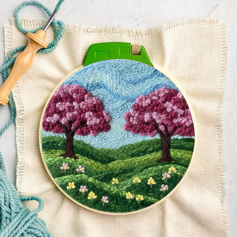 Spring Cherry Blossom Twin Trees Punch Needle Kit – Fresh Spring Decor Hanger | Newbie-friendly Diy Craft - image 3