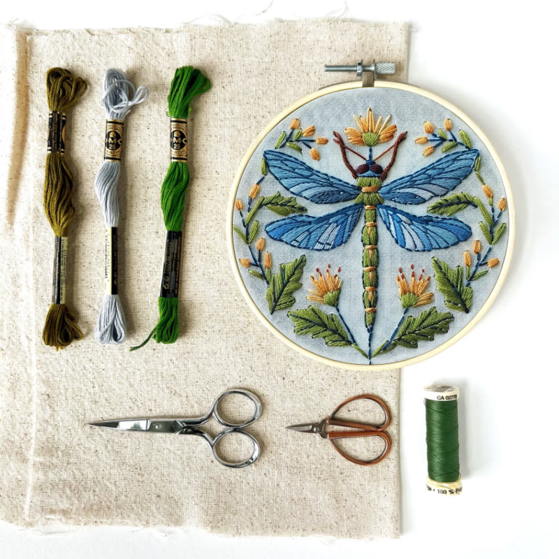 Rubbyoo Embroidery Kit - Floral Dragonfly | Diy Insect Craft | Hanging Wall Art Decor - image 12