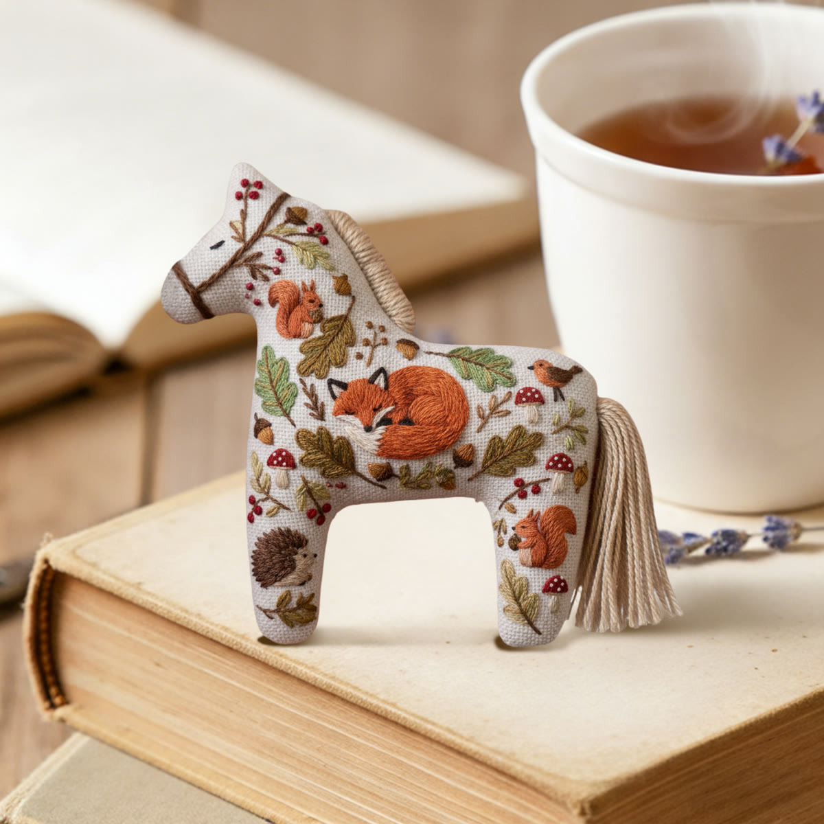 Rubbyoo Dala Horse Embroidery Kit - Cute Fox | Sewing Handmade Gift | Animals In Autumn Pendant - image 4