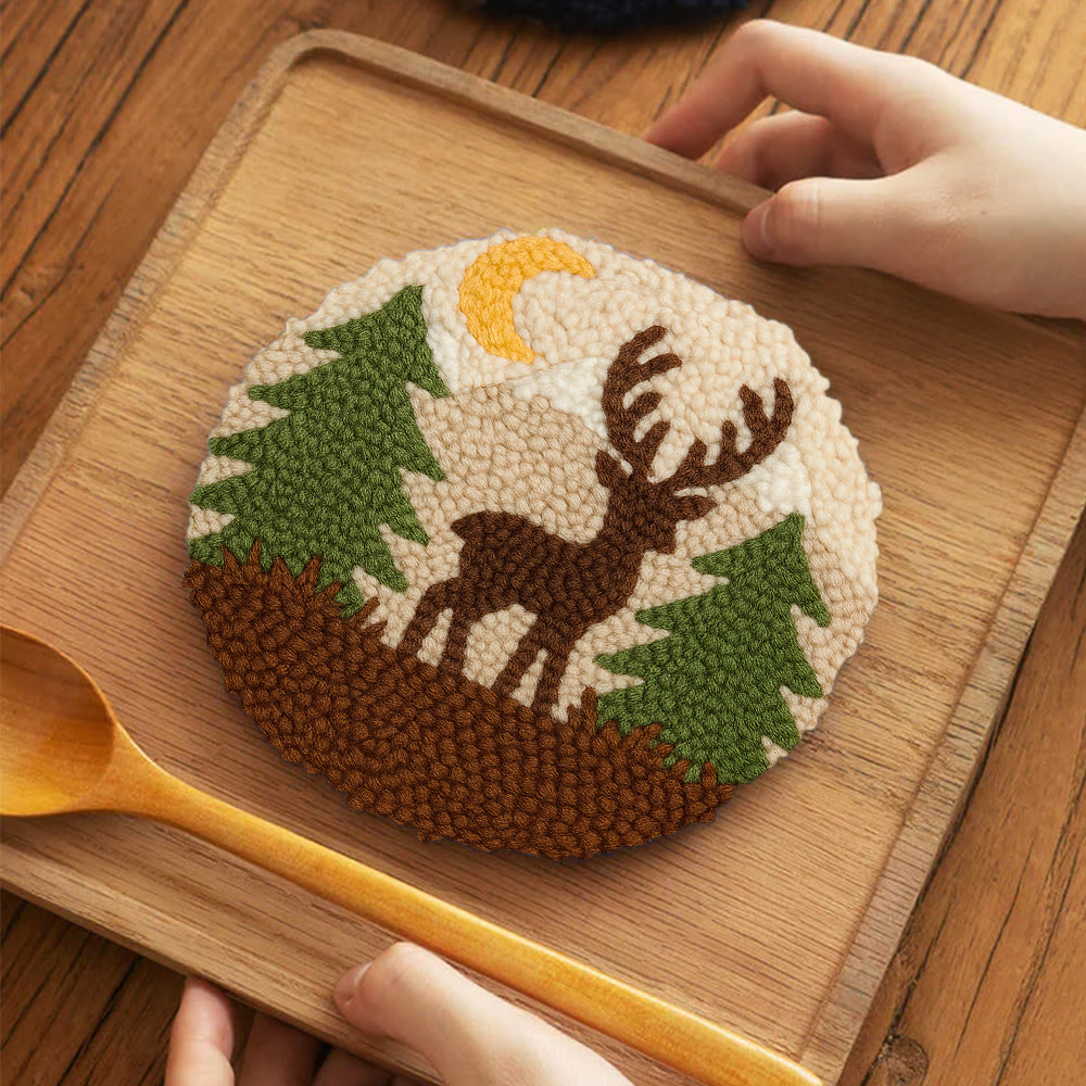 Deer In Forest Punch Needle Kit - Landscape Handmade Collection | Perfect Room Decoration - 5 inch Coaster Kit - image 10