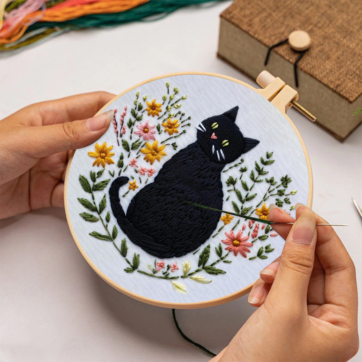 Rubbyoo Embroidery Kit - Floral Kitty | Handmade Needle Art | Gift For Cat Lovers - image 8