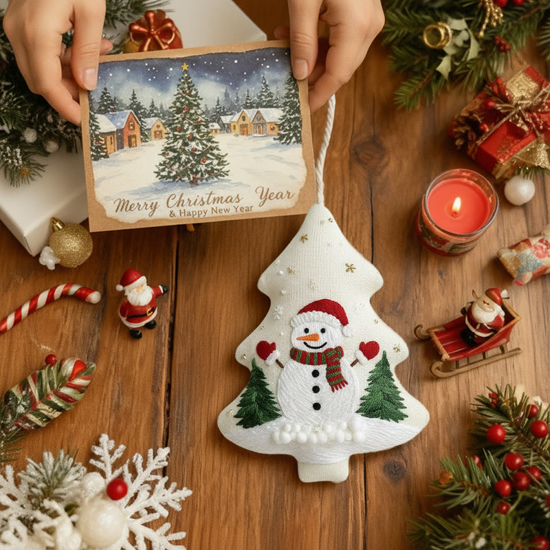 Rubbyoo Tree-shaped Embroidery Kit - Snowman Tree Charm | Festive Handmade | Charming Holiday Gift - image 5