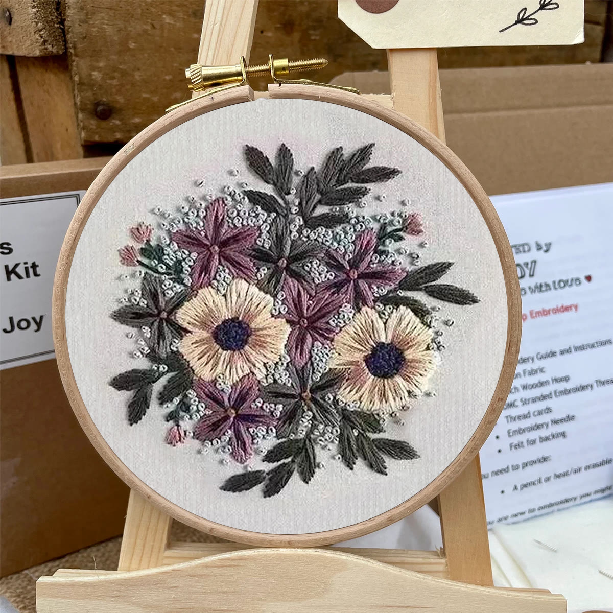 Rubbyoo Embroidery Kit- Purple Flower Design | Diy Craft Kits,Hand Stitch,For Craft Lover - image 5