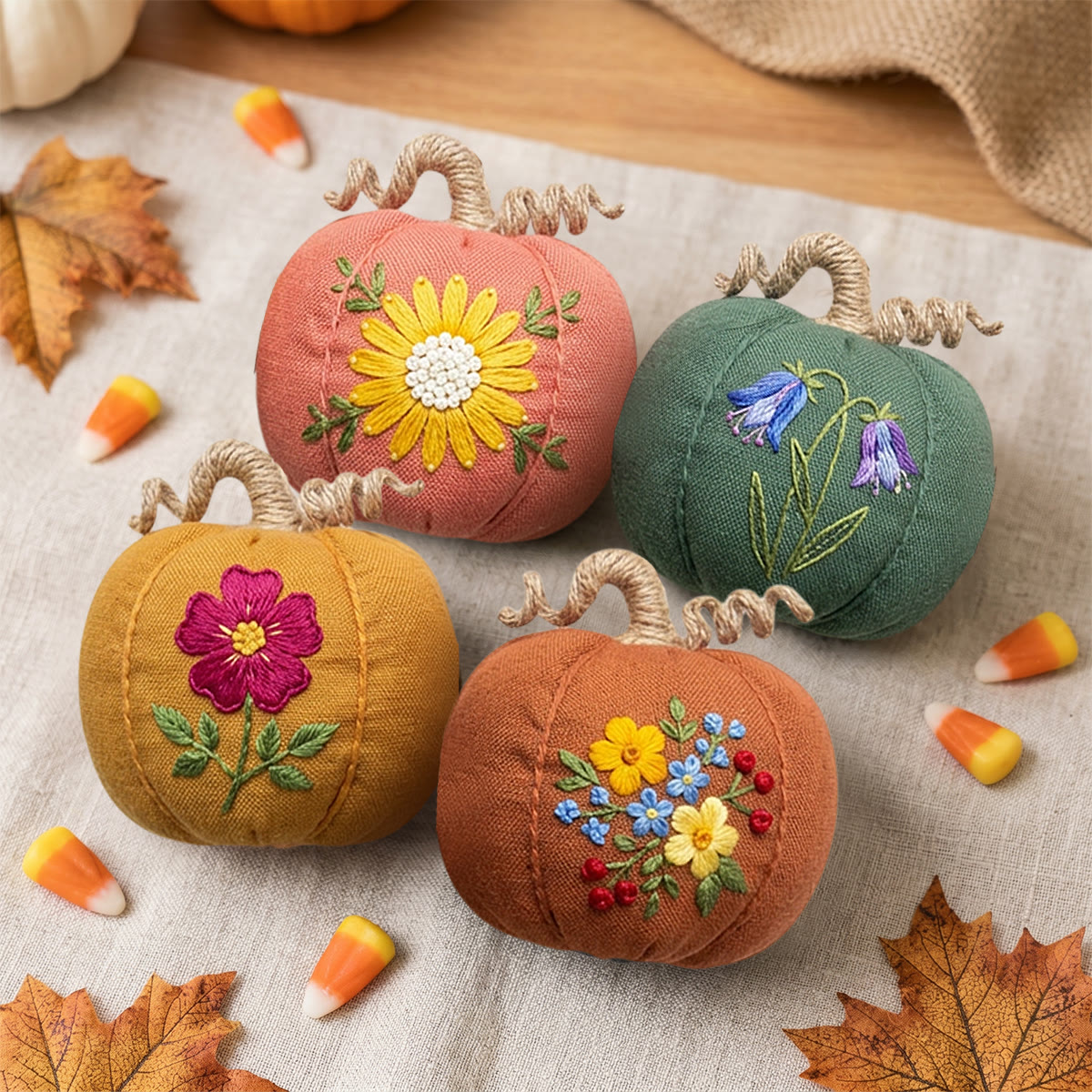 Rubbyoo Halloween Pumpkin Embroidery Kit -  Bouquet Collection | Halloween Wall Hanging Art | Various Pretty Flowers Motif - image 12