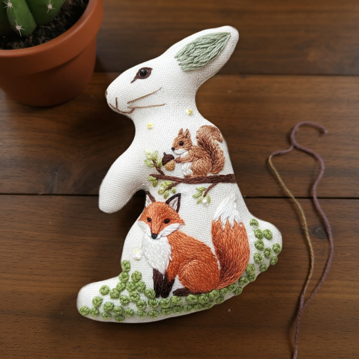Rubbyoo Rabbit Embroidery Kit - Squirrel And Fox | Animal Stitch Craft | Unique Handmade Art - image 6