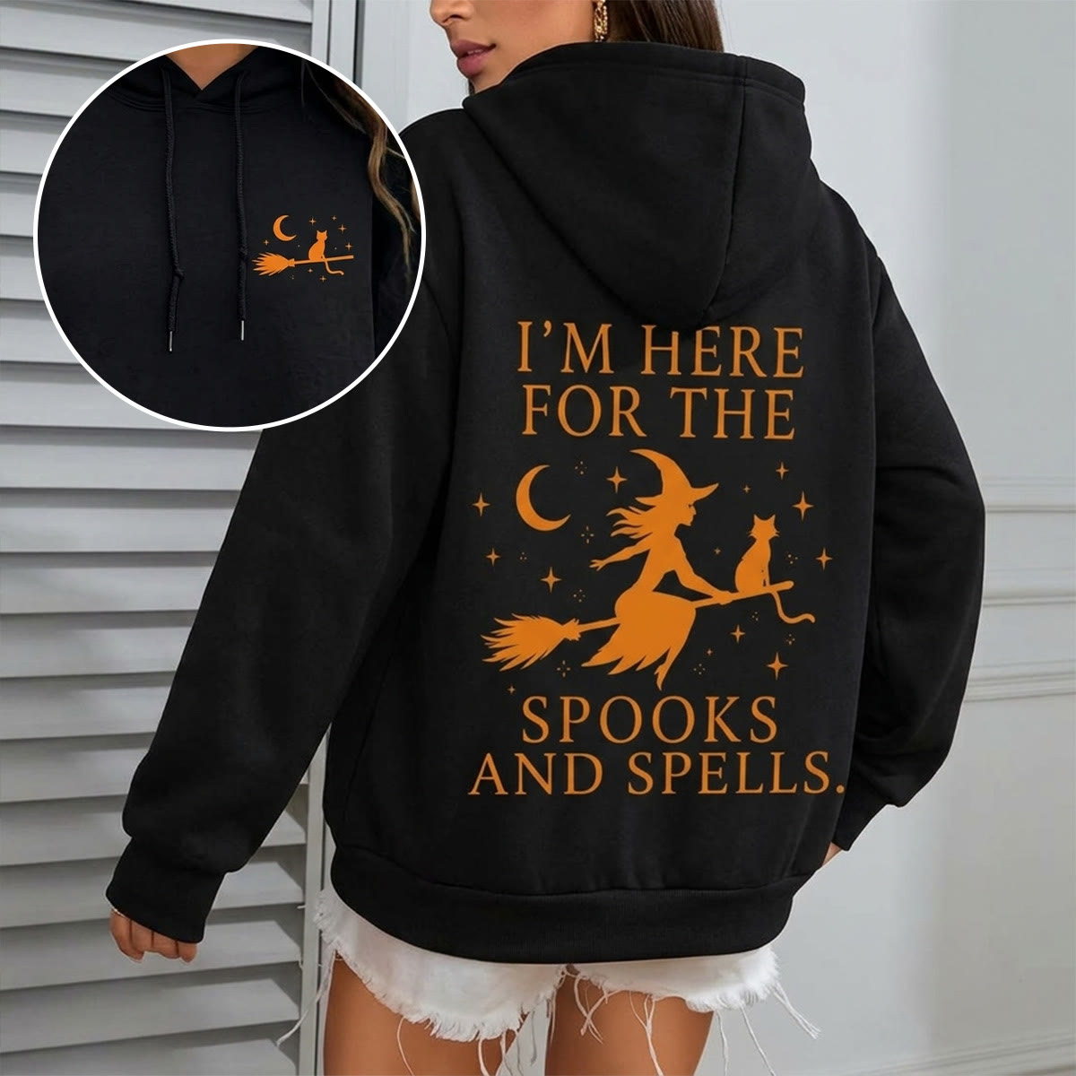 Rubbyoo I Am Here For The Spooks And Spells Unisex Hoodie Halloween Outfit - image 4