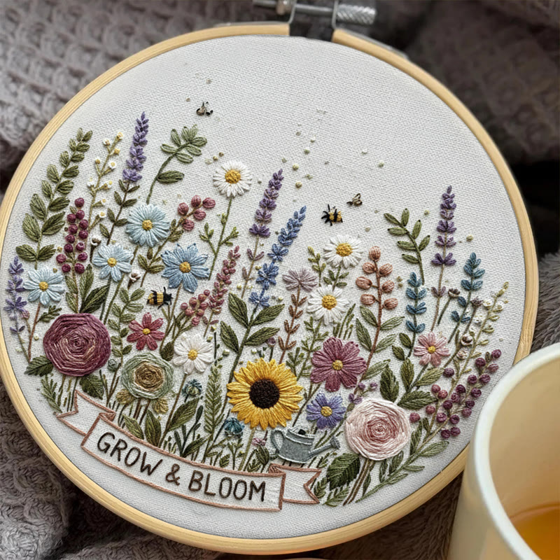 Rubbyoo Embroidery Kit - Blooming Garden With Sunflowers | Whimsical Floral Art | Ideal For Diy Crafters - image 5