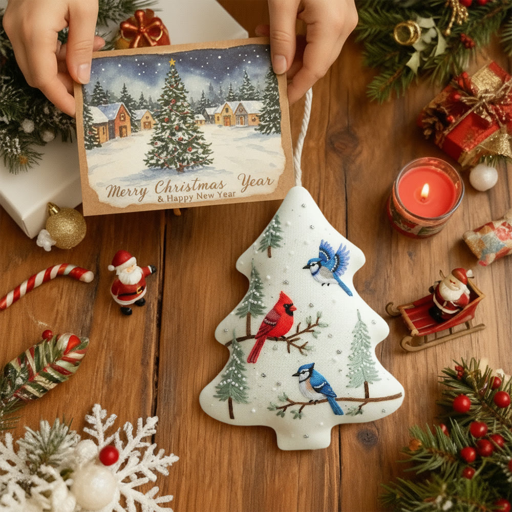 Rubbyoo Tree-shaped Embroidery Kit - Christmas Bird | Unique Animal Craft | Nice Gift For Bird Lovers - image 9