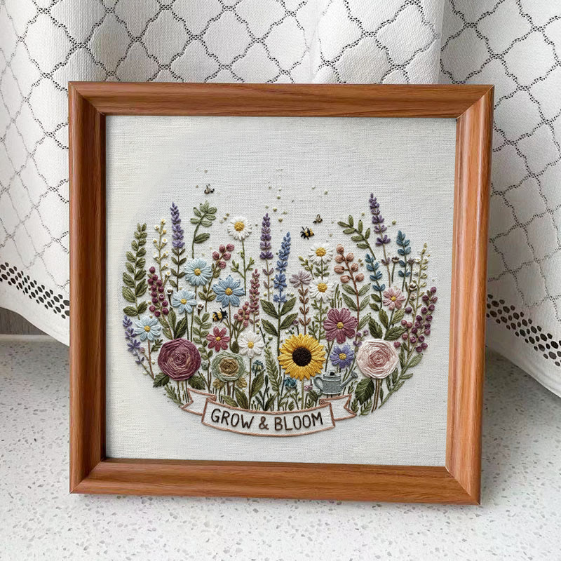 Rubbyoo Embroidery Kit - Blooming Garden With Sunflowers | Whimsical Floral Art | Ideal For Diy Crafters - Embroidery Kit Plus An Extra Frame - image 4