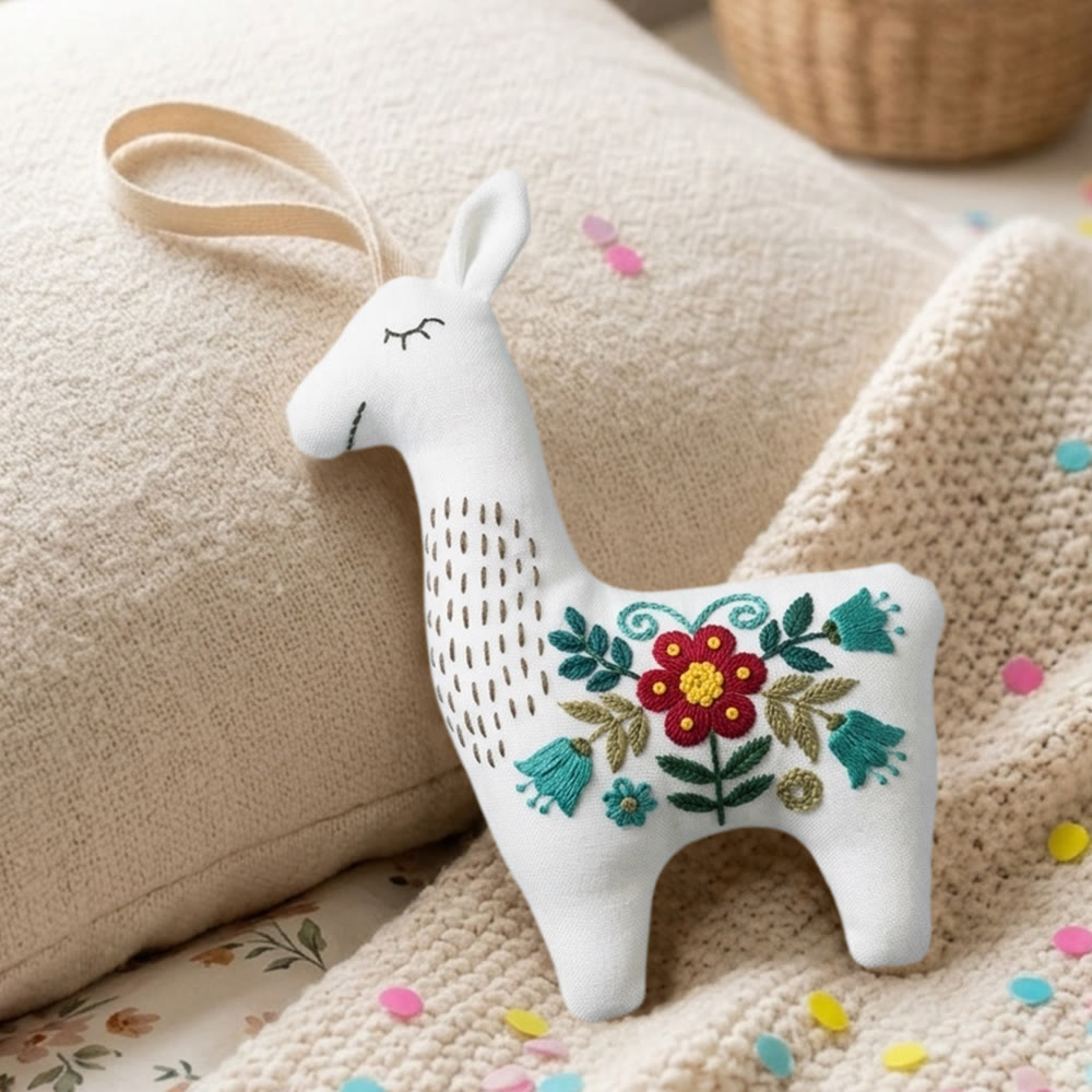 Rubbyoo Llama Embroidery Kit - Red Blossom | Keepsake Gift For Her | Handmade Floral Ornament - image 6