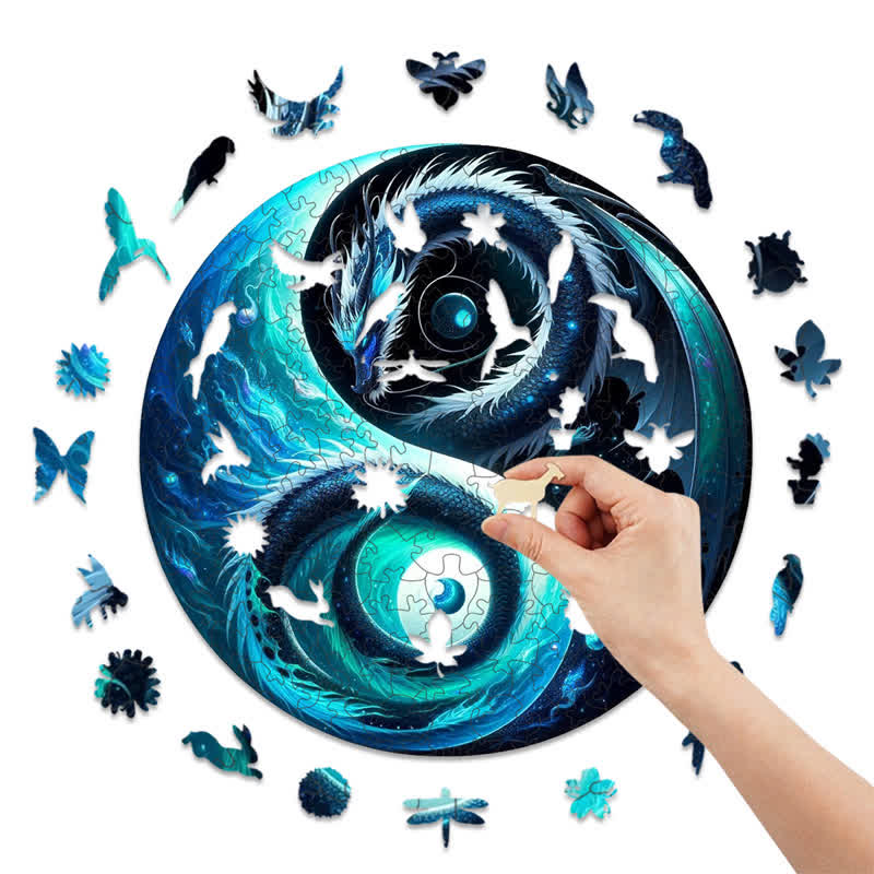 Rubbyoo Ocean Serpent Yin and Yang -2 Wooden Jigsaw Puzzle