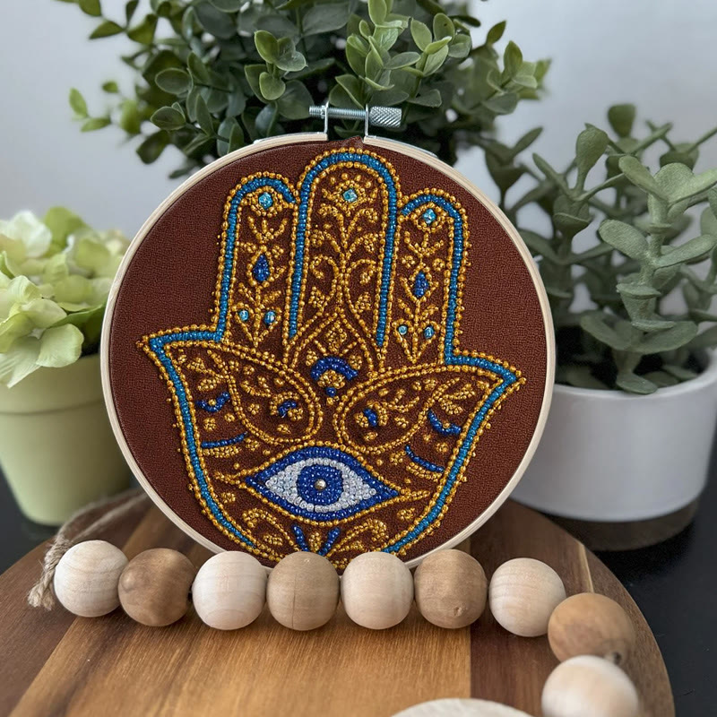 Rubbyoo Bead Embroidery Kit - Golden Hamsa | Diy Bead Artwork | Creative Gift For Crafters - image 3