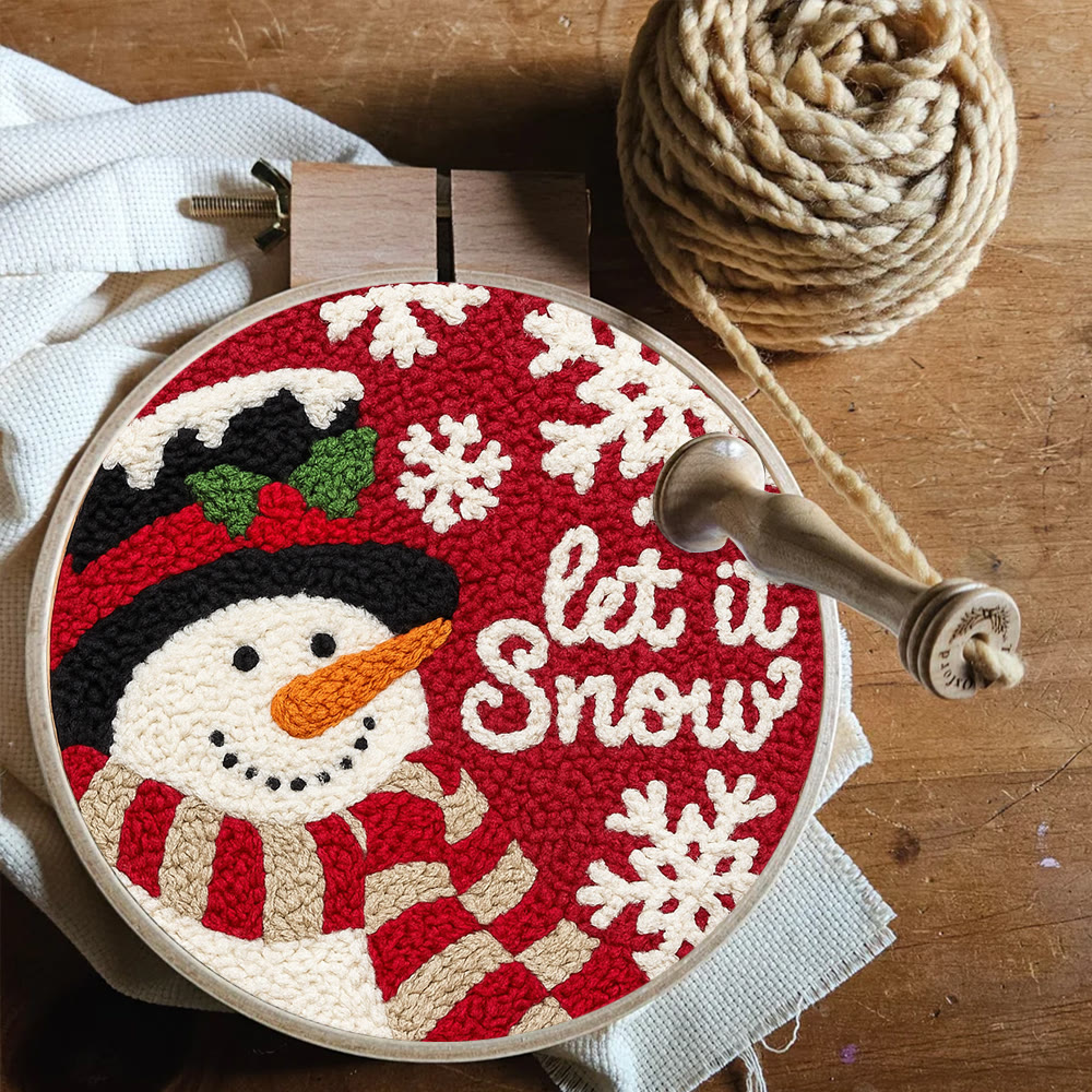 Happy  Snowman Punch Needle Kit - Diy Christmas Collection | Christmas Tree Hanging Art  - image 5