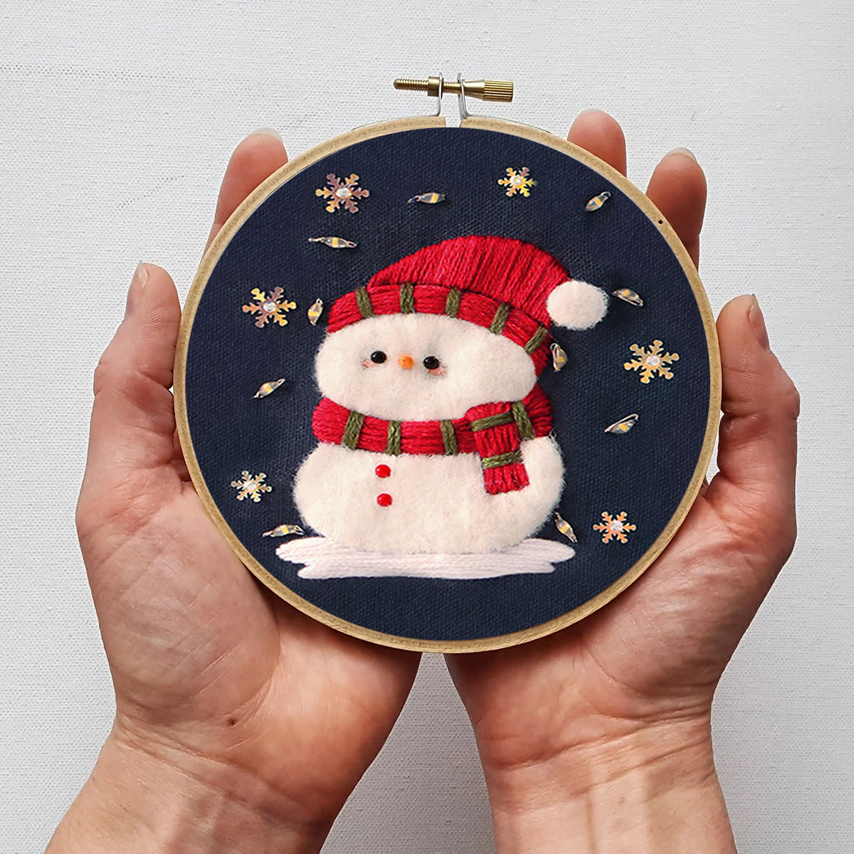 Rubbyoo Embroidery Kit - Cute Snowman | Diy Stitch Decorative Craft | Perfect Christmas Ornament - image 7