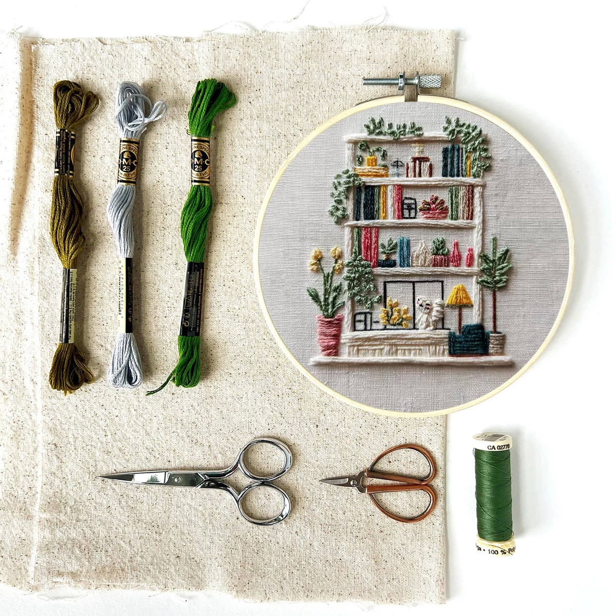 Rubbyoo Embroidery Kit - Bookshelf | Diy Decoration For Book Lover | Handmade Hoop Art  - image 4