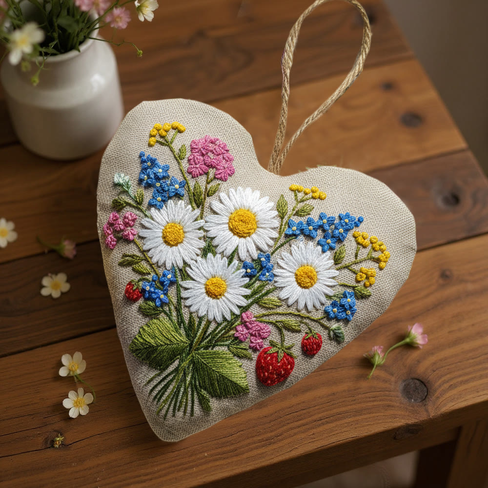 Rubbyoo Heart Embroidery Kit - Daisy Hydrangea With Strawberry Detail | Fresh Handmade Diy | Cheerful Gifting Selection - image 9