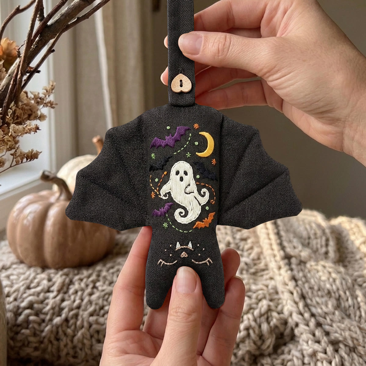 Rubbyoo Bat Embroidery Kit - Floating Ghost | Creepy Cute Gift | Goth Bedroom Decor - image 11