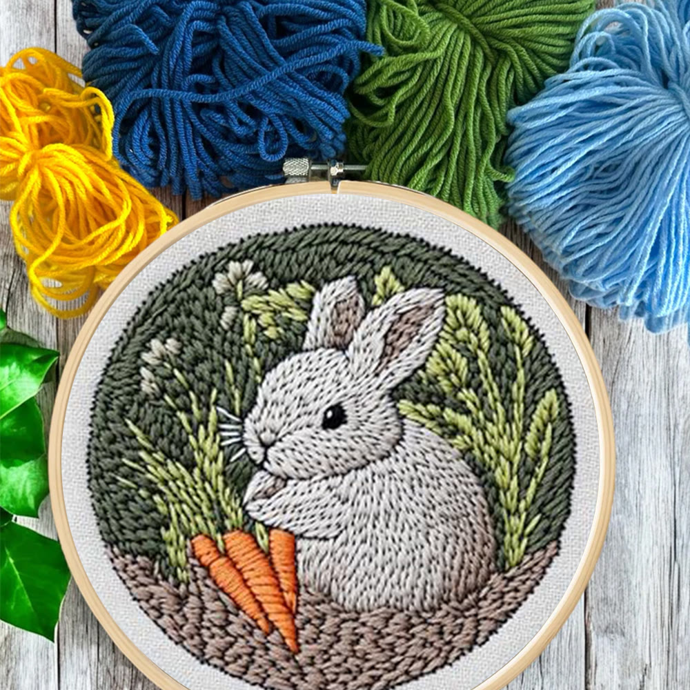 Carrot Cuddling Grey Bunny Punch Needle Kit - Rewarding Diy | Seasonal Keepsake - image 10