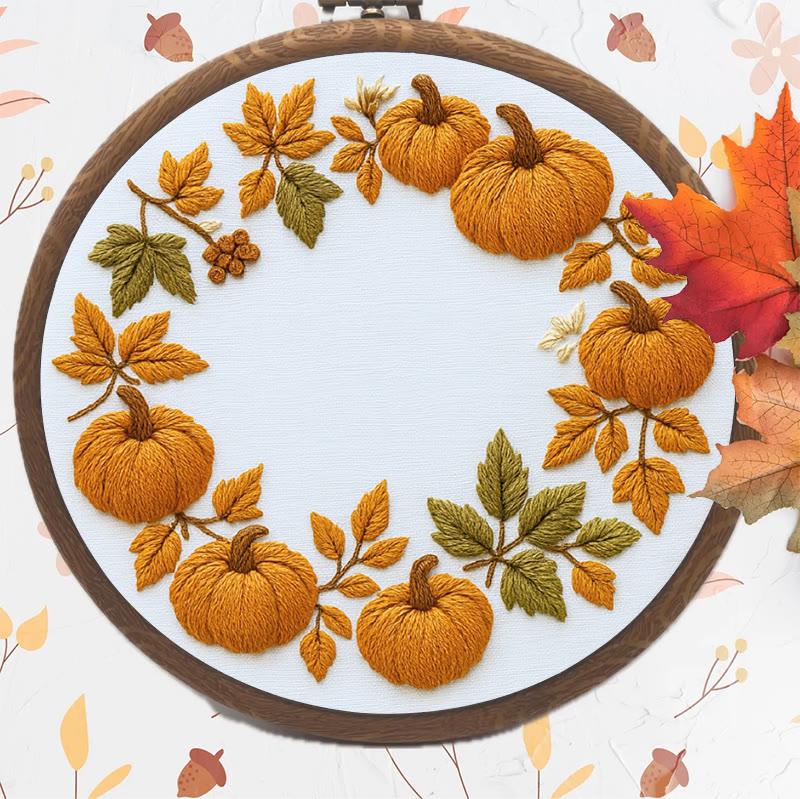 Rubbyoo Embroidery Kit - Pumpkin Wreath | Creative Needle Art | Easy Halloween Handicraft - image 4