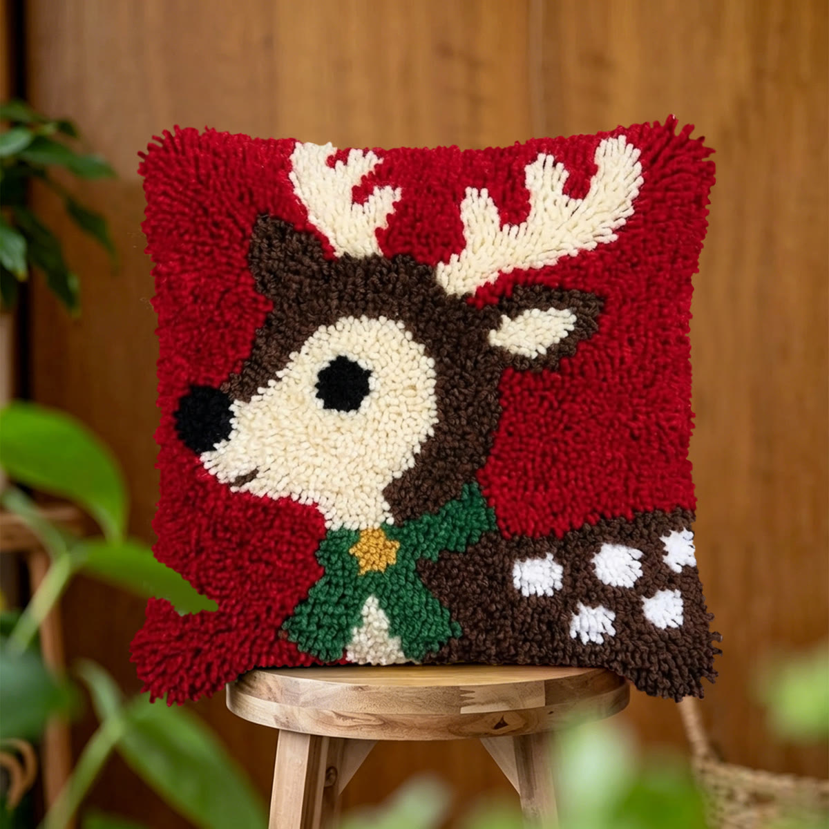 Rubbyoo Latch Hook Pillow Kit - Christmas Deer | Square Cushion Cover | Holiday Accent Gift  - image 4