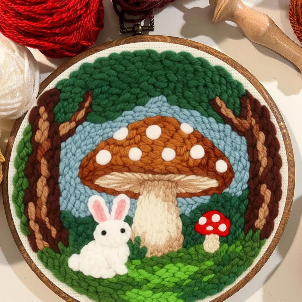 Whimsical Forest Bunny Mushroom Punch Needle Kit – Gift for Handcraft Enthusiasts | Warm Cute Home Decor - image 8