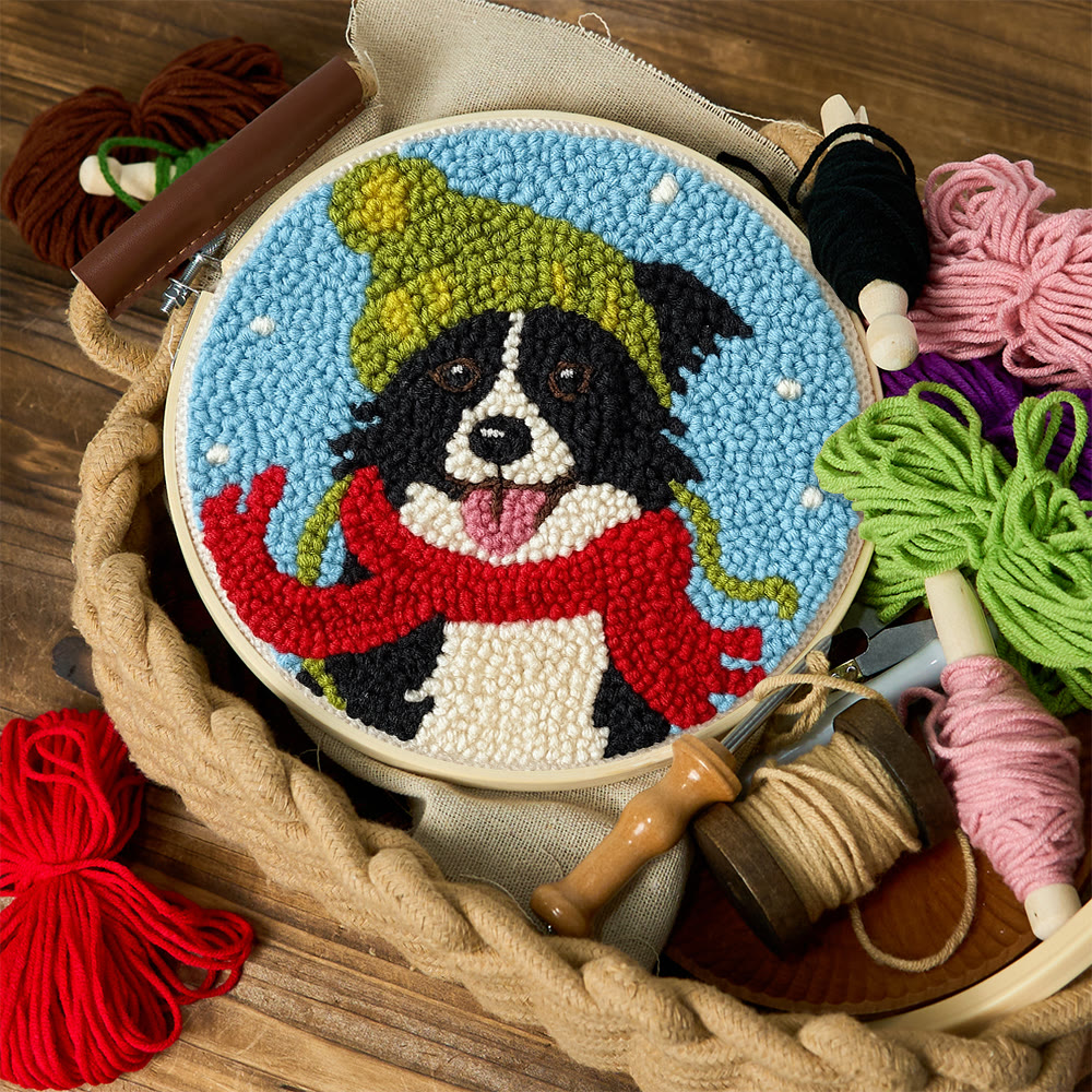 Winter Adorned Puppy Punch Needle Kit – Easy Beginner Handcraft | Cute Decor Hanging - image 11