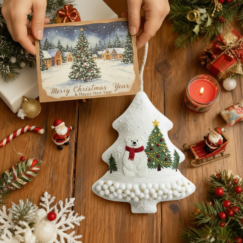 Rubbyoo Tree-shaped Embroidery Kit - Polar Bear Scene | Embroidery Starter Kit | Perfect Gift For Beginners - image 6