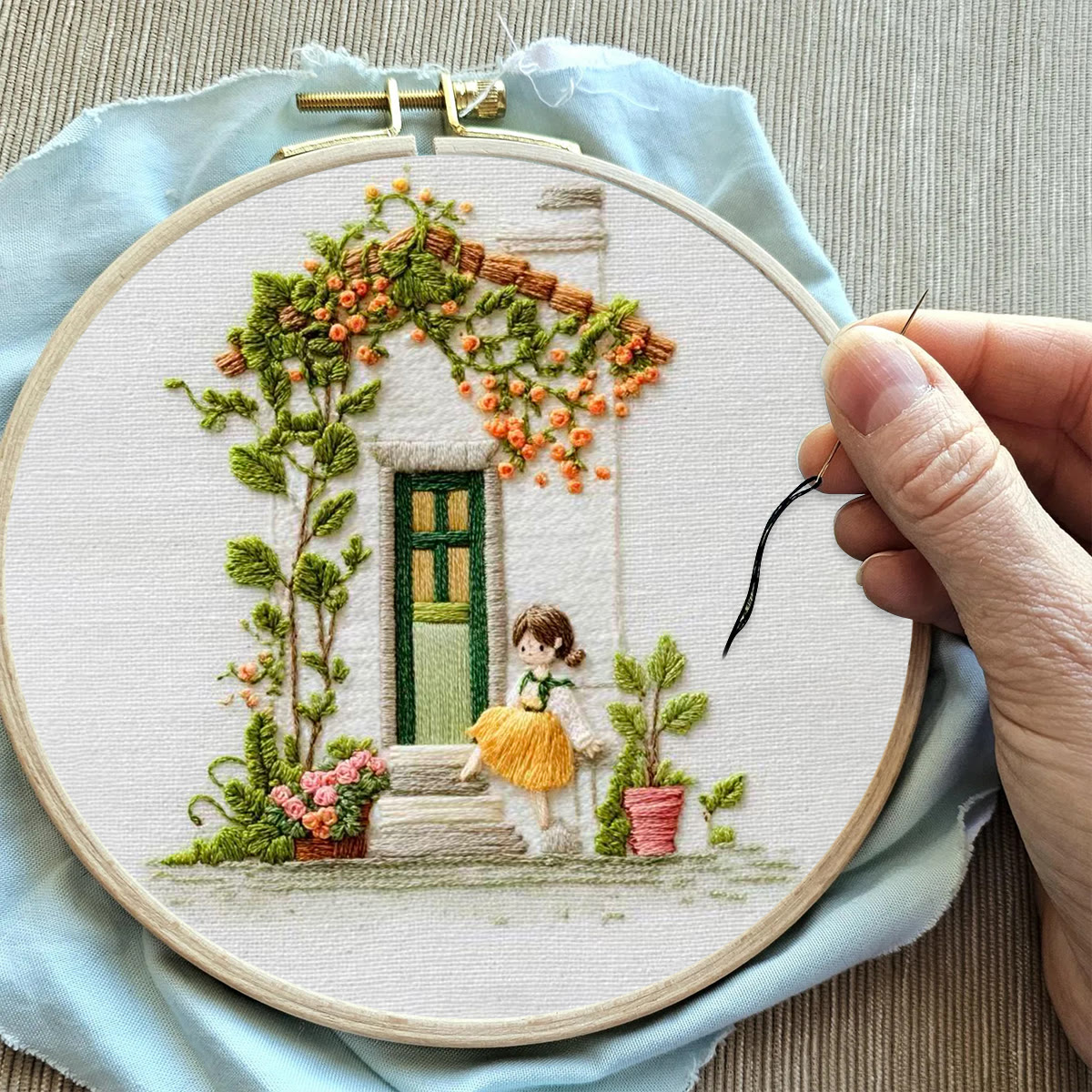 Rubbyoo Embroidery Kit - Aesthetic House | Diy Needle Craft | Perfect For Wall Hanging - image 7