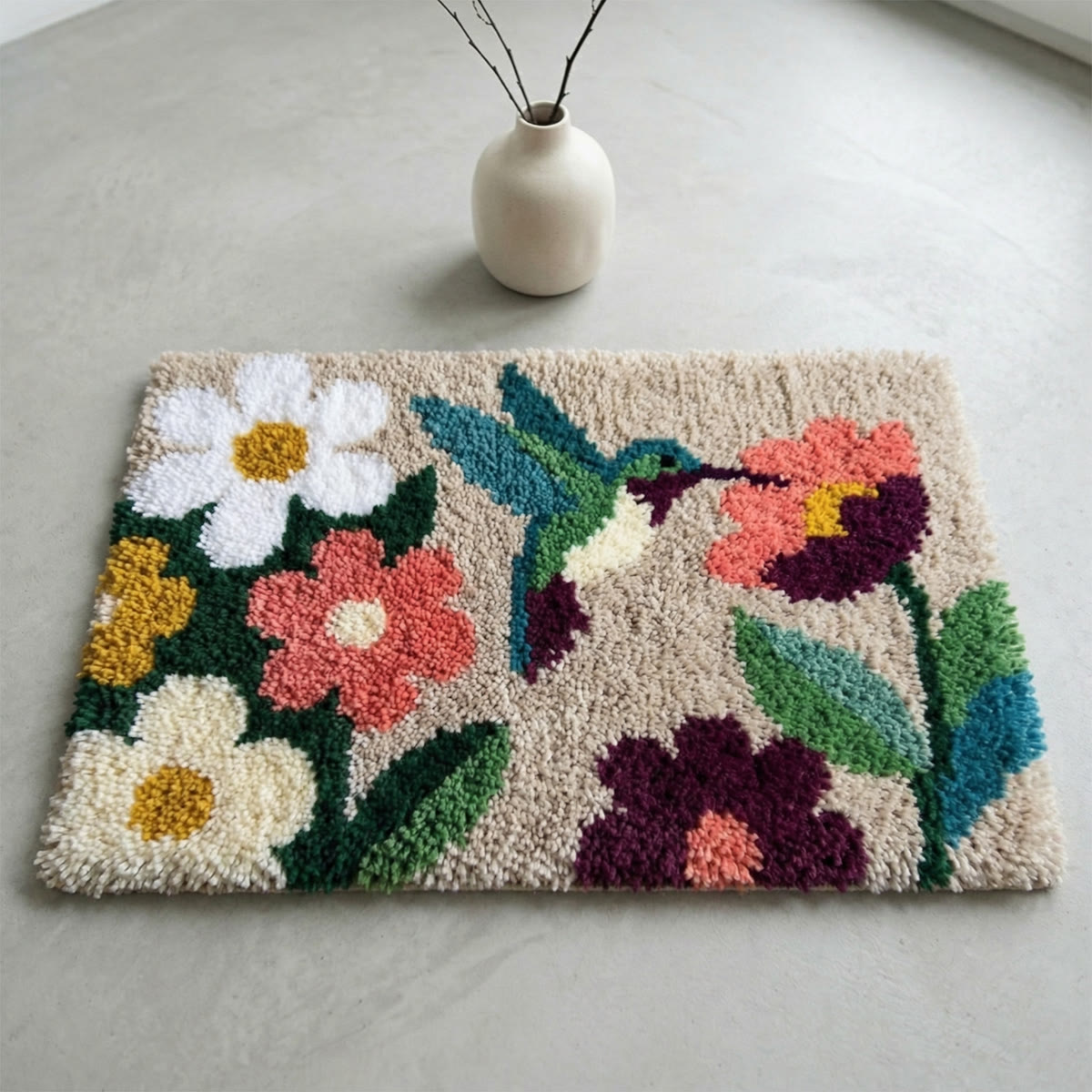 Rubbyoo Latch Hook Rug Kit - Spring Hummingbird | Handmade Animal Craft | Diy Floor Mat - image 7