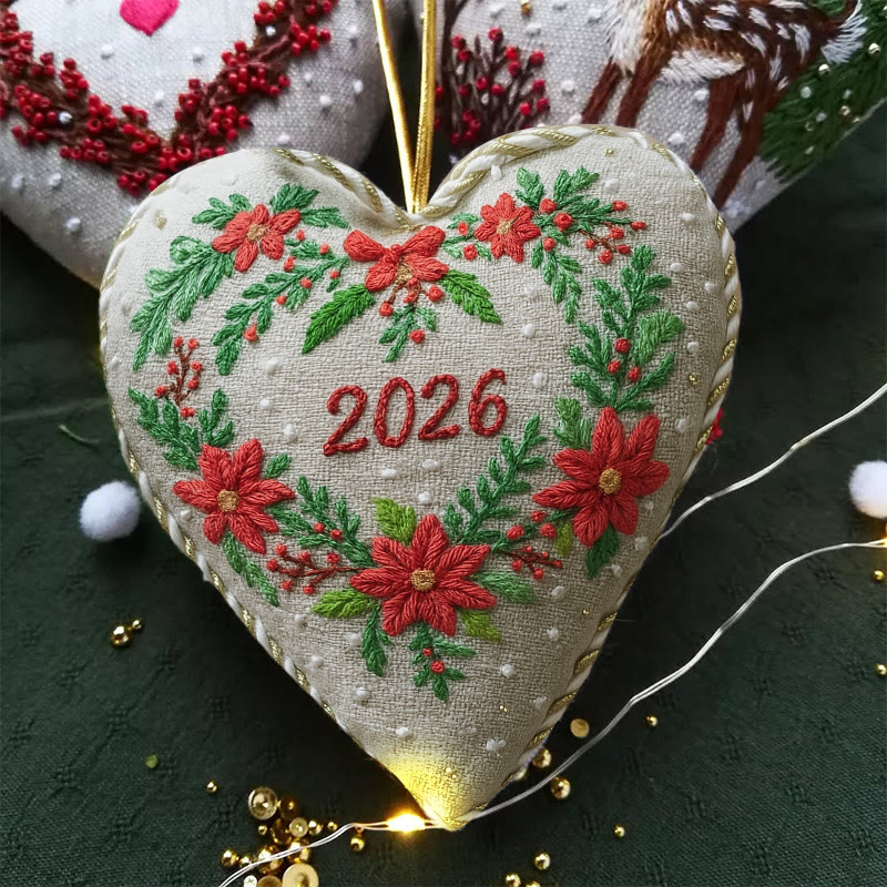 Rubbyoo Heart Embroidery Kit - Christmas Wreath | Diy Christmas Ornaments | Perfect Handicraft For New Year - image 2
