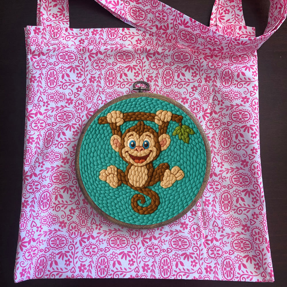 Naughty Monkey Punch Needle Kit - Diy Punch Needle Coaster | Unique Animal Needle Craft | Perfect For Home Decor - image 10
