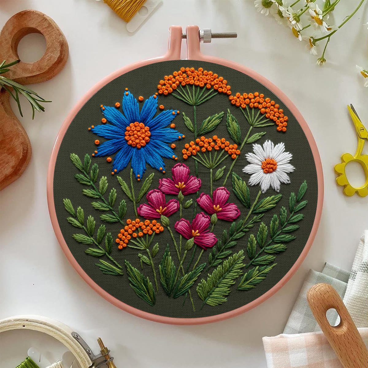 Rubbyoo Embroidery Kit - Colorful Wildflowers | Beginner Diy Spring Craft | Idea Handmade Gift - image 5