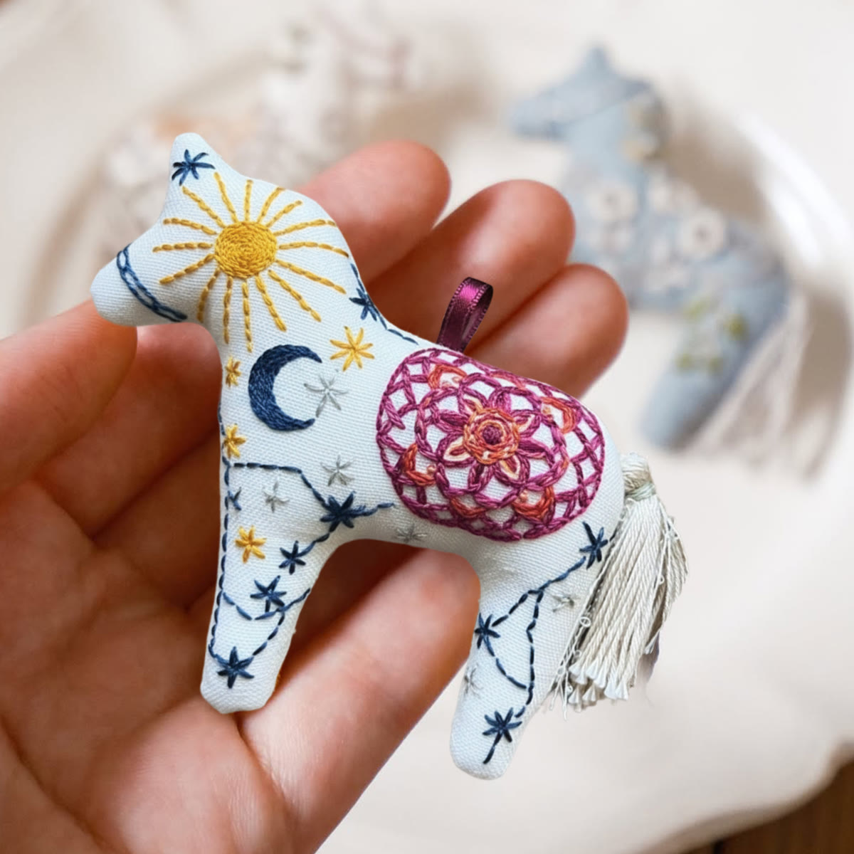 Rubbyoo Horse Embroidery Kit - Celestial Moon And Sun | Unique Hanging Decor | Nice Gift Idea - image 3